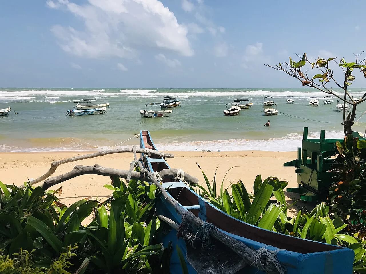 Hikkaduwa - Popular beach with a coral reef for snorkelling, plus glass bottom boat tours. also the second best surfing spot in Sri Lanka